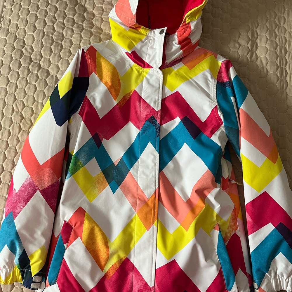 Empyre Red and Pink Raincoat with Chevron Pattern